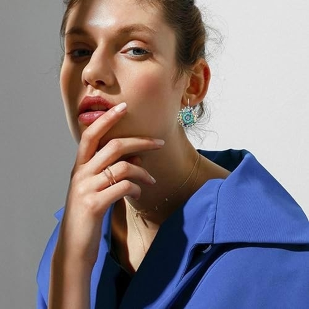 Bohemian Turquoise Multicolor Sunburst Drop Earrings